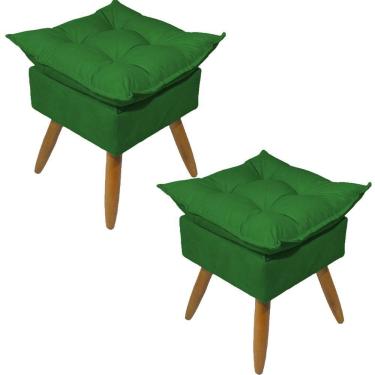 Imagem de Kit 2 Puff Decorativo Quadrado Para Sala Quarto Penteadeira Recepção Alice Pé Palito Castanho Suede