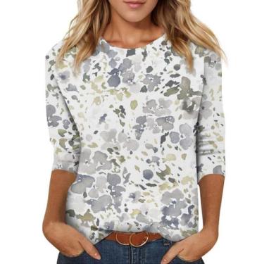 Imagem de Vestido HughFance, manga 3/4, algodão, outono, blusa casual feminina