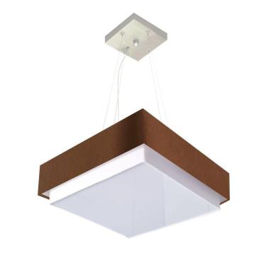 Imagem de Lustre Para Sala De Jantar Vivare Md-4404 Cúpula Em Tecido 50x50cm Café 127/220v