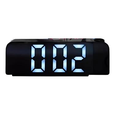 Imagem de Relógio Alarme LED USB Projetor Hora Data Temperatura - Parede ou Teto e Brilho Ajustável