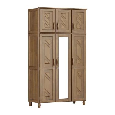 Imagem de Guarda-roupa Grécia Solteiro Imbuia com Espelho 6 Portas
