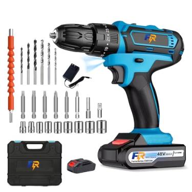 Imagem de Furadeira e Parafusadeira 48V 1.3Ah Azul, Torque 35Nm, Kit Doméstico com 1 Bateria, Acessórios e Ponta Dupla, Maleta Inclusa