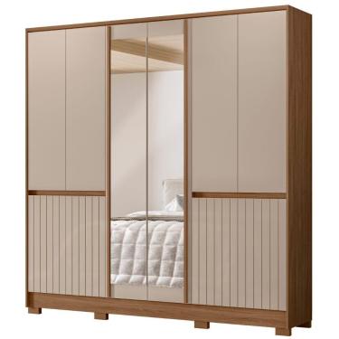 Imagem de Guarda Roupa Casal Alasca Com Espelho 10 Portas Carvalho Fendi Moval