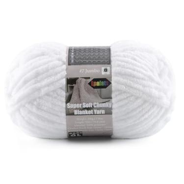 Imagem de Fio de chenille de veludo para crochê super volumoso - 1 novelo de 200 g - Cobertor de bebê ultramacio para tricô, cobertores grossos de crochê Amigurumi (1 branco)