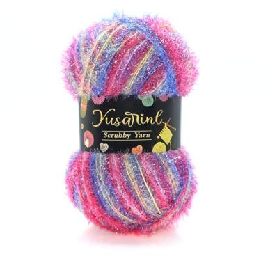 Imagem de Fio de poliéster esfoliante brilhante cordão brilhante textura arenosa 100 g, fio versátil e durável para crochê, tricô, panos de prato artesanais DIY - doces