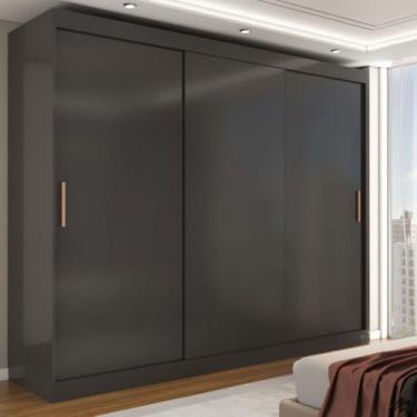Imagem de Guarda-Roupa Casal Harvard 3 Portas 2 Gavetas 100% Mdf Preto - Panoram