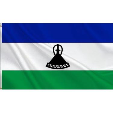 Imagem de HVATLTL Bandeira de barco Lesoto de 3 camadas dupla face, 30 x 45 cm, nylon 220D resistente, cores vivas, bandeiras náuticas do Reino do Lesoto com 2 ilhós de latão para barco, quadriciclo, caminhão