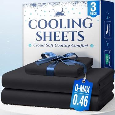 Imagem de SLEEPHORIA Jogo de cama solteiro com 3 peças de resfriamento - roupa de cama com regulação de temperatura para pessoas com sono quente - lençol de cama de solteiro com bolso profundo para suores