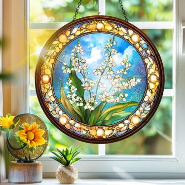 Imagem de Apanhador de sol de acrílico colorido, apanhadores de sol, decoração de janela suspensa de flores, arte de parede de arco-íris, para sala de estar, quarto, varanda, interior e exterior, jardim