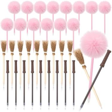 Imagem de Humyoun 36 peças, 24 peças de lembrancinhas de festa de princesa e bruxa, canetas esferográficas, pompom, estrela rosa, lápis de vassoura de bruxa, varinha de fada, enchimentos de saco para festa