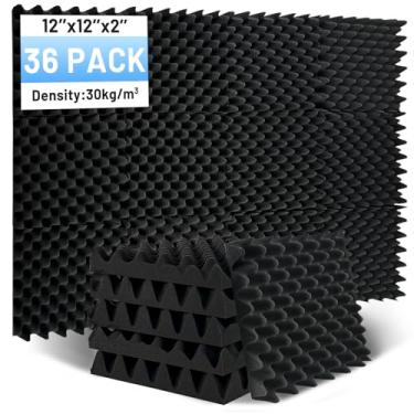 Imagem de Focusound Pacote com 36 painéis de espuma acústica, painéis de espuma à prova de som de caixa de ovo de 5 x 30 cm para paredes, painéis de parede à prova de som com cancelamento de ruído de alta