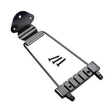 Imagem de oshhni Ponte trapezoidal para guitarra de 6 cordas, substitui diretamente os acessórios de instrumentos musicais para guitarra jazz archtop, Preto