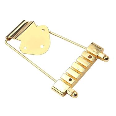 Imagem de JWQFBC Ponte com Suporte para Cordas para Guitarras de 6 Cordas – Substituição Direta de Acessórios para Instrumentos Musicais, Como Guitarras Jazz Archtop, Ouro