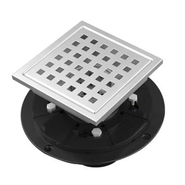 Imagem de Hinmood Ralo de chuveiro quadrado de 15 cm SUS304 em aço inoxidável para banheiro, coletor de cabelo, antiobstrução, resistente à ferrugem, drenagem rápida (níquel escovado)