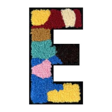 Imagem de 1 PÇ Patch de letra de chenille de ferro de camuflagem de 15 cm – Remendos do alfabeto para roupas, jaquetas, mochilas, chapéus para decoração personalizada, nome personalizado e artesanato. (E)
