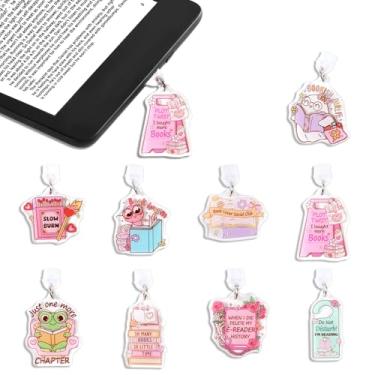 Imagem de Wxiben Plugue antipoeira tipo C 9 peças engraçado plugue de poeira compatível com Kindle Dust Plug Charm Acessórios compatíveis com porta de carregamento tipo C/USB C Presente para telefone E-Reader