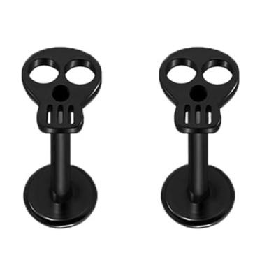 Imagem de Niaspi Brincos de cartilagem de esqueleto de caveira punk para mulheres e homens Monroe Labret anéis labiais aço inoxidável tragus helix cartilagem brincos de costas planas brincos de piercing