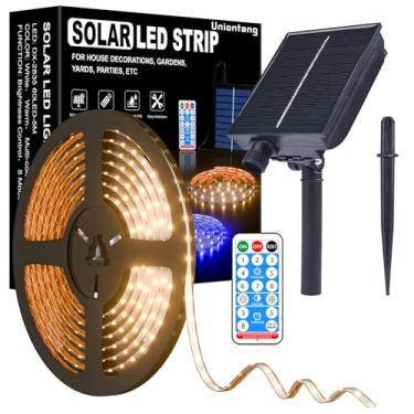 Imagem de Uniontang Fita De Led Solar Para Áreas Externas, 32,8 Pés, 560 Leds, À Prova D'Água Ip66, Branco Frio Com Caixa Controle Remoto, Corda 2835 Smd Árvores Jardim, Decoração Festa Natal