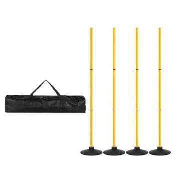 Imagem de KiBcsLic 4 Bastões de Agilidade para Treinamento de Velocidade com Base, Ideais para Rúgbi, Competições E Jogos Ao Ar Livre, amarelo