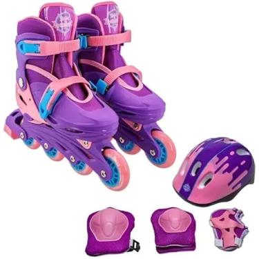 Imagem de Patins Infantil com Kit de Proteção - Tamanho: 30-33 - Violeta