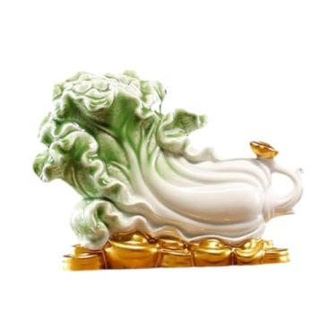 Imagem de FLCPJGV Estátua de Repolho em Porcelana, Ornamento, Colecionável, Decoração, Escultura para Mesa, Quarto, Corredor, Lareira, Interior, Largura 8 Cm