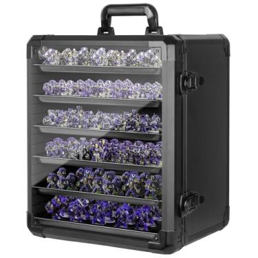 Imagem de Estojo de transporte em miniatura, estojo de armazenamento em miniatura com 6 bandejas, moldura de liga de alumínio, exibição de bonecos de ação e transporte para miniaturas colecionáveis, melhores