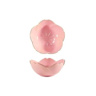 Imagem de prato de lanche Prato de cerâmica, prato para molho, tigela flores para cozinha, pratos para e vinagre tigela de sopa(Pink)