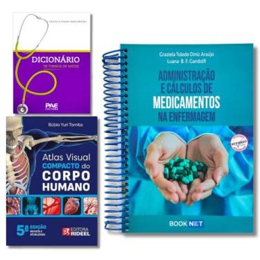Imagem de Adm. e Cálculos de Medicamentos + Atlas Visual Compacto + Dicionário d