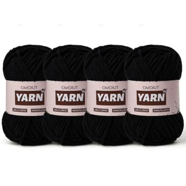 Imagem de 4 pacotes de fios de crochê grosso de chenille de pelúcia - fio de bebê para crochê macio - fios de veludo para artesanato em cobertores - Fios amigurumi fofos 200 g/262,5 m (4 preto)