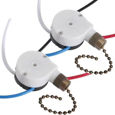 Imagem de Akahttbn Ceiling Fan Switch ZE-208s E89885 3 Speed 4 Wire Fan Light Switch Replacement Part Speed Control Pull Chain Switch (Bronze) 2 PCS