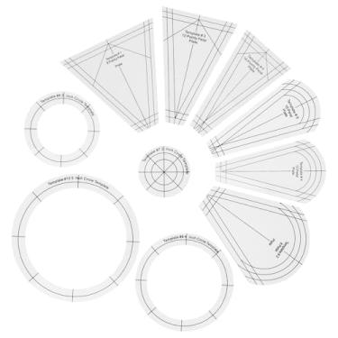 Imagem de KHZSPP 10 réguas de acrílico para quilting, estênceis de molde de patchwork portáteis com diferentes formas para artesanato DIY, modelos, desenho, costura, régua acolchoada