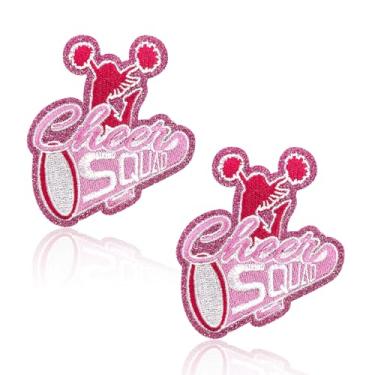 Imagem de FANCIBAND 2 peças de adesivos de torcida de 7,6 cm, presentes de líder de torcida, bordados para roupas, chapéus, bolsas, jaquetas, jeans, acessórios DIY (rosa)