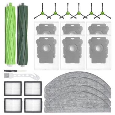 Imagem de BUXEBUX 24 peças de reposição para iRobot Roomba Combo i5, i5+, j5, j5+, i3+ kit de acessórios de vácuo, 2 escovas principais, 4 filtros Hepa, 4 almofadas de esfregão, 6 escovas laterais, 6 sacos de