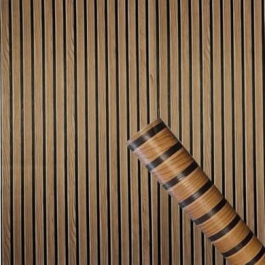 Imagem de Papel de Parede PREMIUM 3D Madeira Ripado 5 metros = 1 Rolo de 5m X 45cm Autoadesivo Sala, Quarto, Escritório