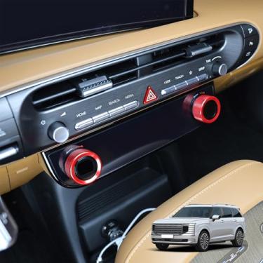 Imagem de Compatível com Hyundai Palisade 2026 Acessórios Um par de Alumínio Interior Ar Condicionado Konb Ring Trim Cover (Vermelho)