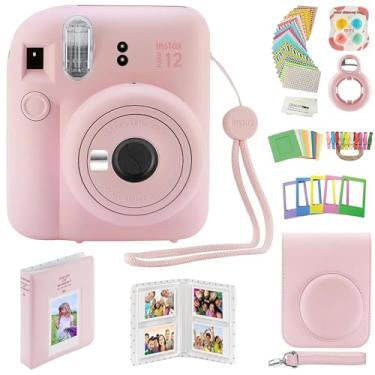 Imagem de Câmera instantânea Fujifilm Instax Mini 12 com pacote de fotos de qualidade, capa, adesivos de decoração, molduras, álbum de fotos e mais kit de acessórios (rosa Blossom)