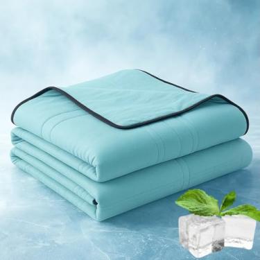Imagem de Glow and Save Edredom verde de verão tamanho duplo – Edredom leve respirável de 200 x 150 cm | Manta fria para cama, sofá, suores noturnos e uso em viagens