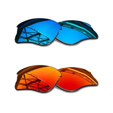 Imagem de SmartVLT Lentes de substituição masculinas Ice Blue & Fire Red para óculos de sol Oakley Half Jacket XLJ