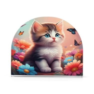 Imagem de xigua Porta-guardanapos de acrílico para gatos e borboletas fofos, porta-guardanapos para mesas cozinha restaurante decoração de casa, suporte decorativo moderno para guardanapos de coquetel de papel