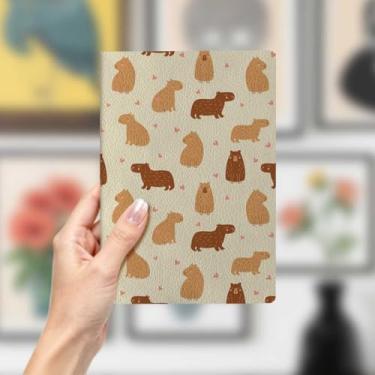 Imagem de Caderno de couro Capivara, caderno A5 para anotações no escritório, agenda de 21 x 14,7 cm, agenda de viagem, capivara, presentes para amantes de animais, 2