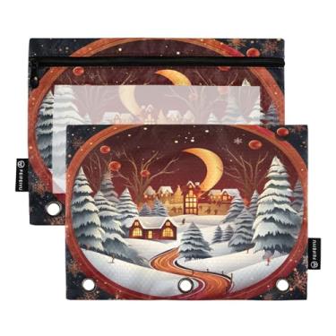 Imagem de Wassud Pacote com 2 pastas de fichário de cartão de Natal com 3 furos, pasta organizadora de arquivos para casa, escritório