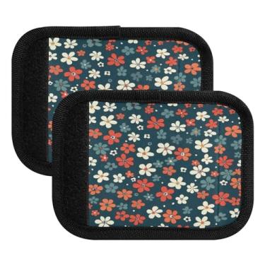 Imagem de Qilmy Embalagem com 2 identificadores de bagagem, fragmentos florais, estilo fresco, alças confortáveis, capas para carrinhos de bebê, mala de viagem, acessórios de viagem de avião1583