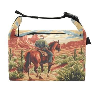 Imagem de STAYTOP Lancheira de Cowboy Tropas da América do Deserto com fivela de alça, lancheira isolada para meninos e meninas, lancheira térmica para trabalho escolar