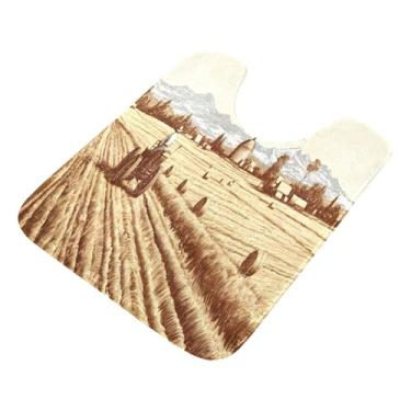 Imagem de Burbuja Tapete de banheiro Farmland, tapete de banho absorvente de pelúcia macio, base antiderrapante para piso de banheiro, oval em forma de U