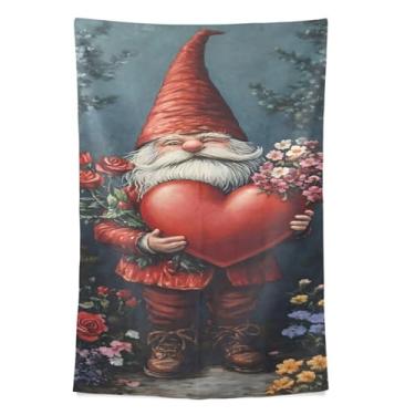 Imagem de STAYTOP Tapeçaria de parede de gnomo fofo para decoração de casa, decoração de dormitório, sala de estar, quarto, tapete de parede (60 × 51 pol.)