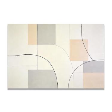 Imagem de LKXGRRSFG Harmonia geométrica arte em tela minimalista: Serenidade tons neutros grande área em branco para decoração de espaço calmo 11,20 x 45 cm sem moldura