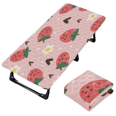 Imagem de Burbuja Lençol de berço de morangos para crianças, lençol de cochilo acolchoado portátil com faixa elástica para meninas e meninos, lavável na máquina, 63,5 x 127 cm