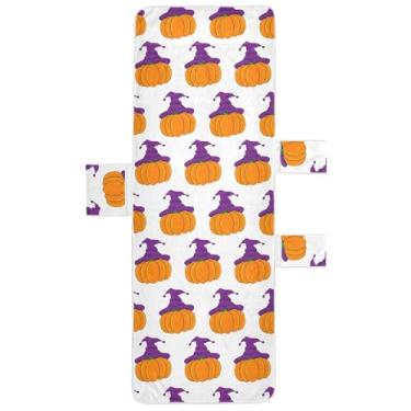 Imagem de Burbuja Abóboras laranja com chapéus capa de toalha de cadeira de praia com bolsos, capa de cadeira macia e absorvente toalha de piscina de microfibra de secagem rápida para praia banho de sol jardim