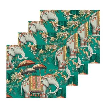 Imagem de Burbuja Elefantes Ornamentais Pacote com 4 toalhas de banho, algodão premium Máxima Suavidade e Absorção para Toalhas de Mão e Rosto, 30,5 x 30,5 cm