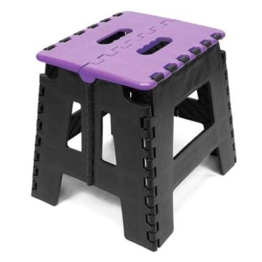 Imagem de Banquinhos - Banqueta Dobrável - De Plástico - Até 100 Kg - Resistente Viagem Passeio Crianças banquinho banheiro(Roxo,2 Banquinhos)